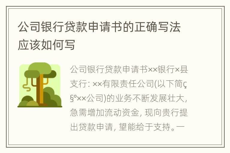 公司银行贷款申请书的正确写法应该如何写