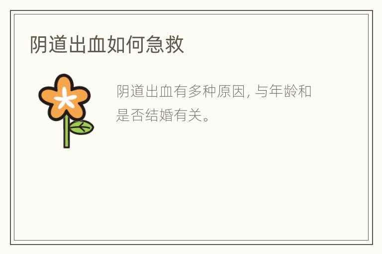 阴道出血如何急救