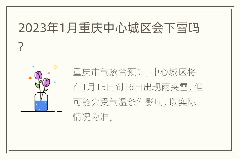 2023年1月重庆中心城区会下雪吗？
