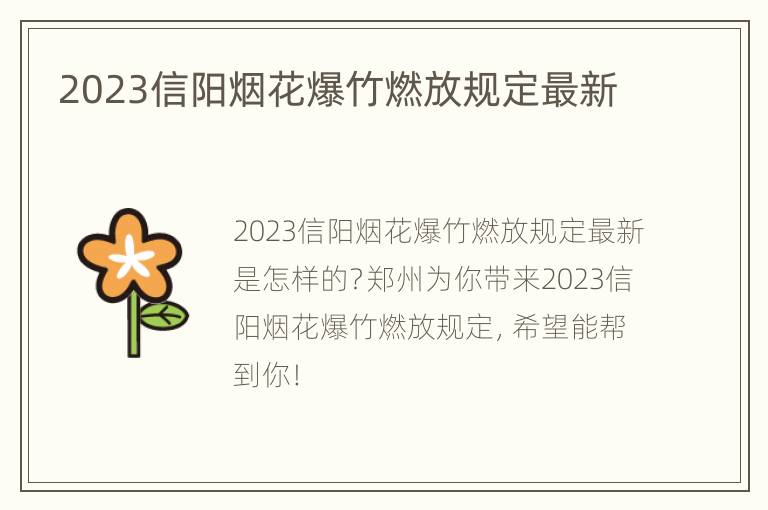 2023信阳烟花爆竹燃放规定最新