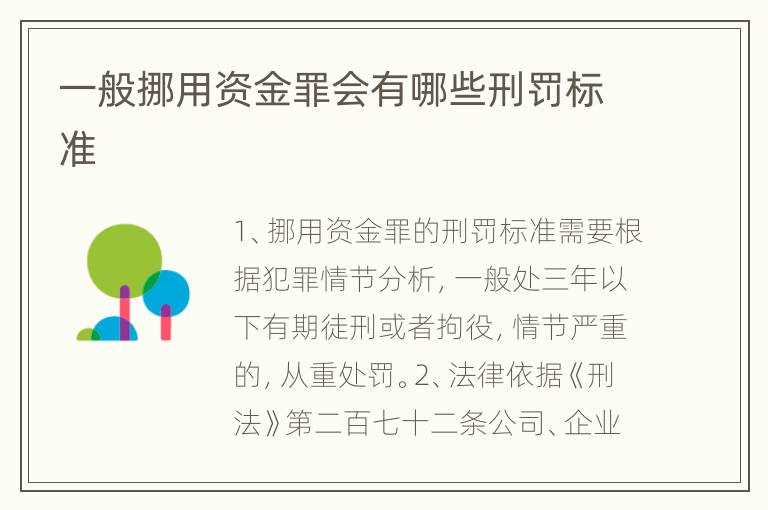 一般挪用资金罪会有哪些刑罚标准