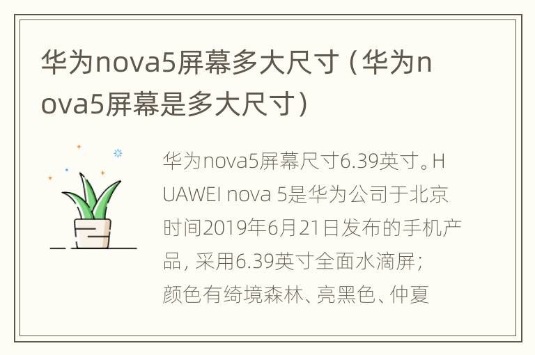 华为nova5屏幕多大尺寸（华为nova5屏幕是多大尺寸）