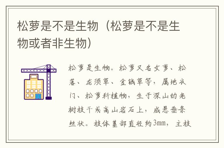 松萝是不是生物（松萝是不是生物或者非生物）