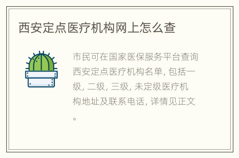 西安定点医疗机构网上怎么查