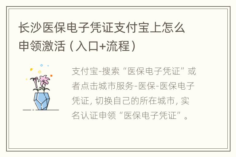 长沙医保电子凭证支付宝上怎么申领激活（入口+流程）
