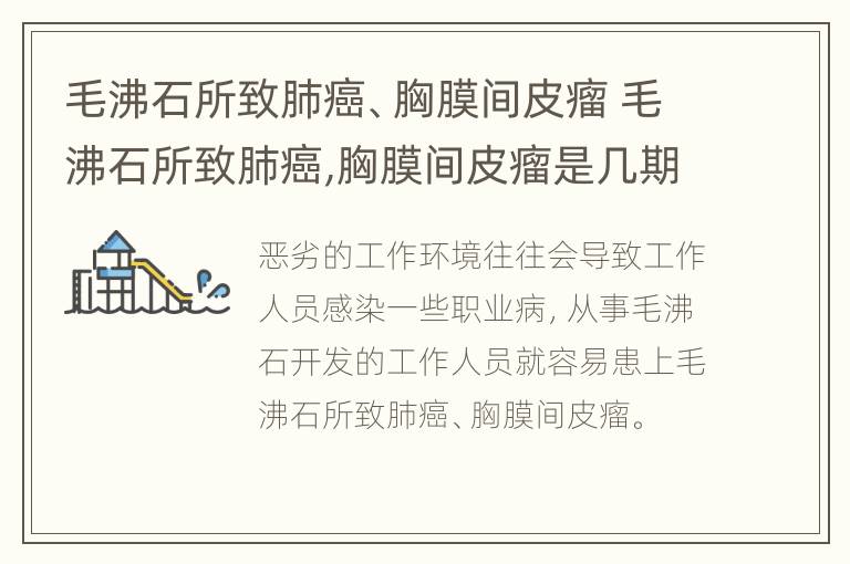 毛沸石所致肺癌、胸膜间皮瘤 毛沸石所致肺癌,胸膜间皮瘤是几期