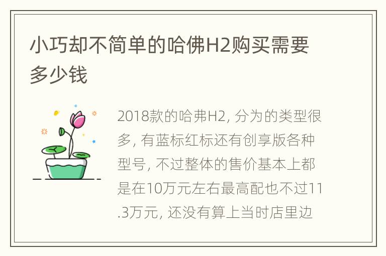 小巧却不简单的哈佛H2购买需要多少钱