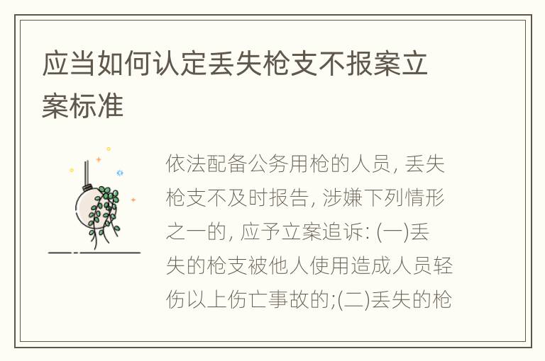 应当如何认定丢失枪支不报案立案标准