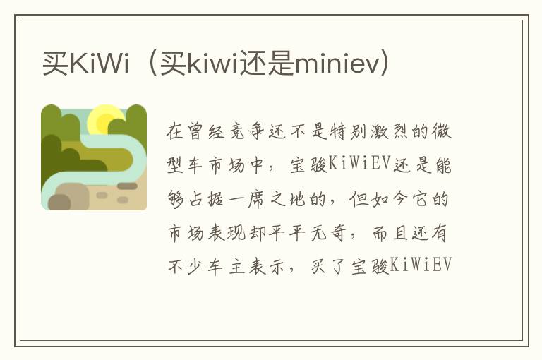 买KiWi（买kiwi还是miniev）
