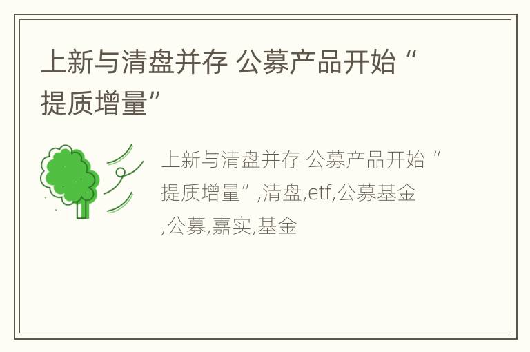 上新与清盘并存 公募产品开始“提质增量”