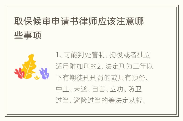 取保候审申请书律师应该注意哪些事项