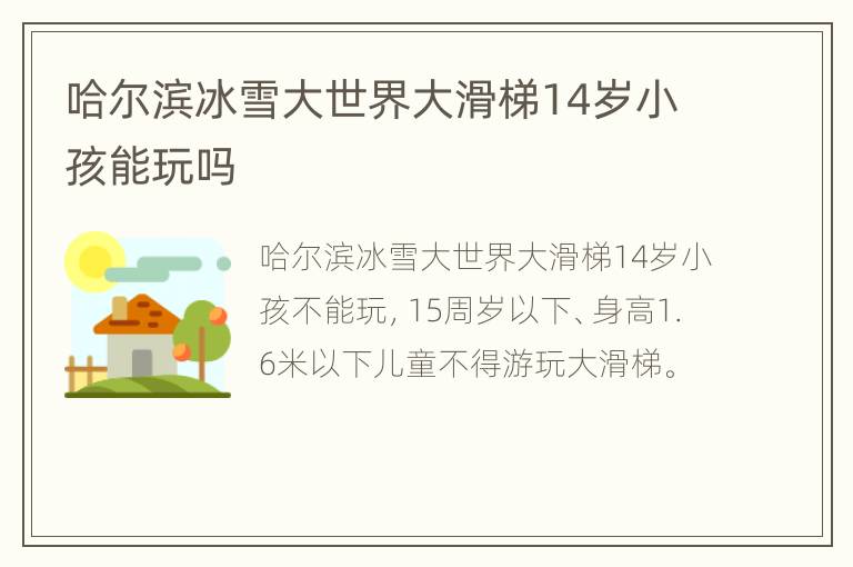 哈尔滨冰雪大世界大滑梯14岁小孩能玩吗