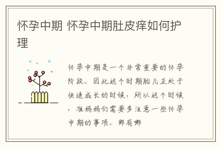 怀孕中期 怀孕中期肚皮痒如何护理