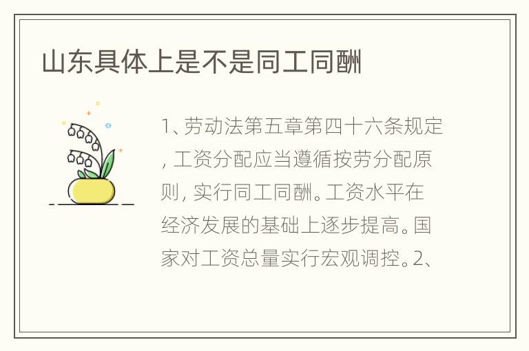 山东具体上是不是同工同酬