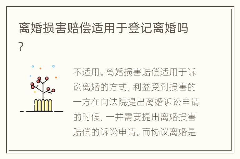 离婚损害赔偿适用于登记离婚吗？