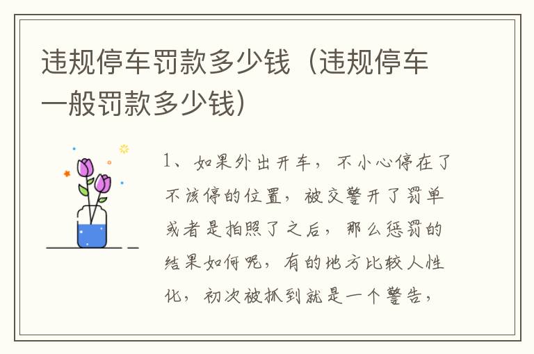 违规停车罚款多少钱（违规停车一般罚款多少钱）