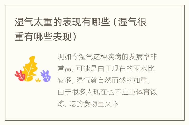 湿气太重的表现有哪些（湿气很重有哪些表现）