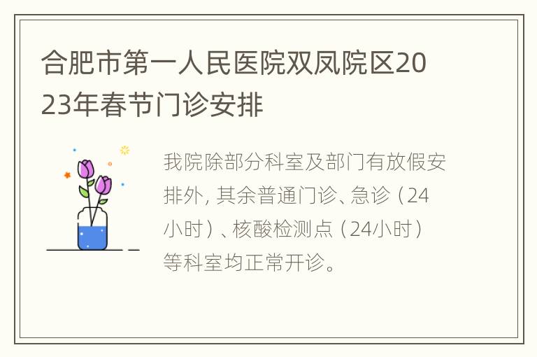 合肥市第一人民医院双凤院区2023年春节门诊安排