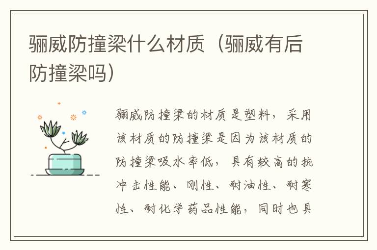 骊威防撞梁什么材质（骊威有后防撞梁吗）