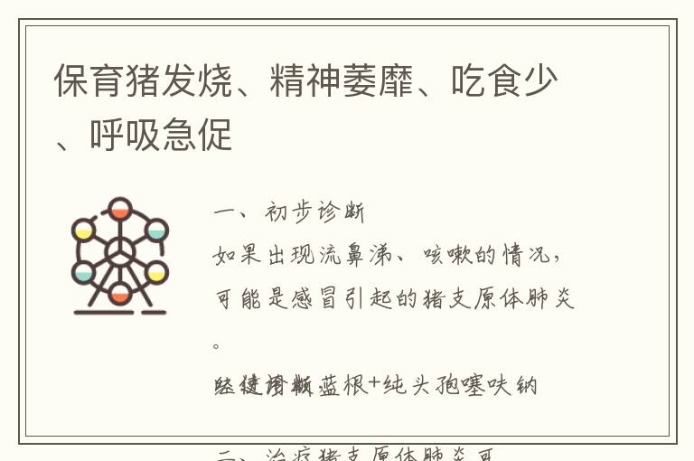 保育猪发烧、精神萎靡、吃食少、呼吸急促