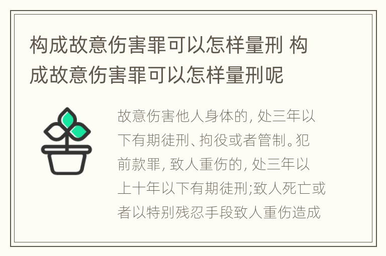 构成故意伤害罪可以怎样量刑 构成故意伤害罪可以怎样量刑呢