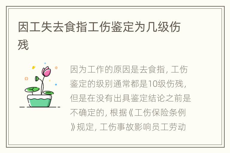 因工失去食指工伤鉴定为几级伤残