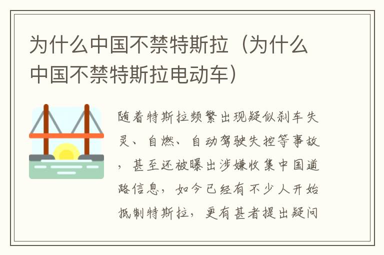 为什么中国不禁特斯拉（为什么中国不禁特斯拉电动车）