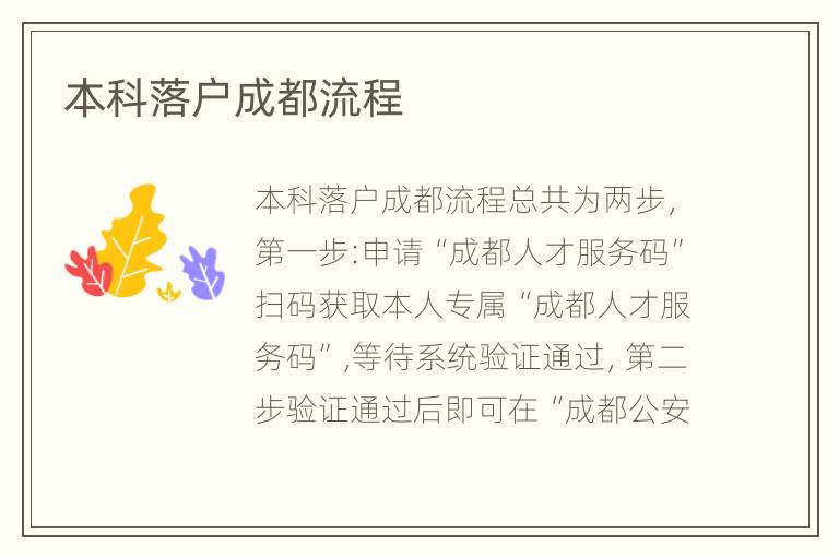 本科落户成都流程