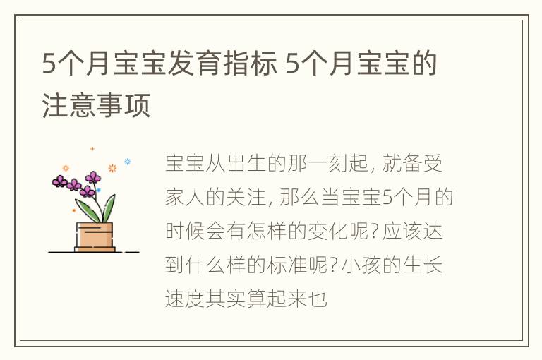 5个月宝宝发育指标 5个月宝宝的注意事项