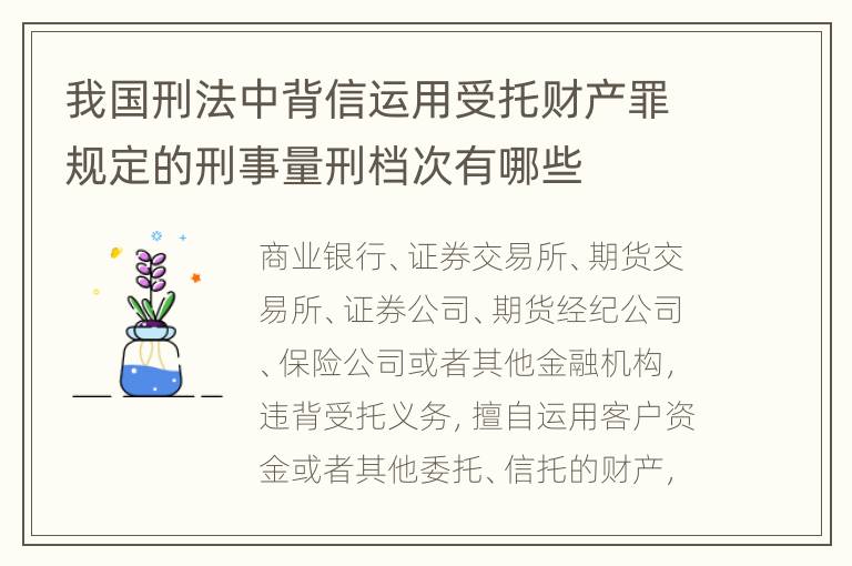 我国刑法中背信运用受托财产罪规定的刑事量刑档次有哪些