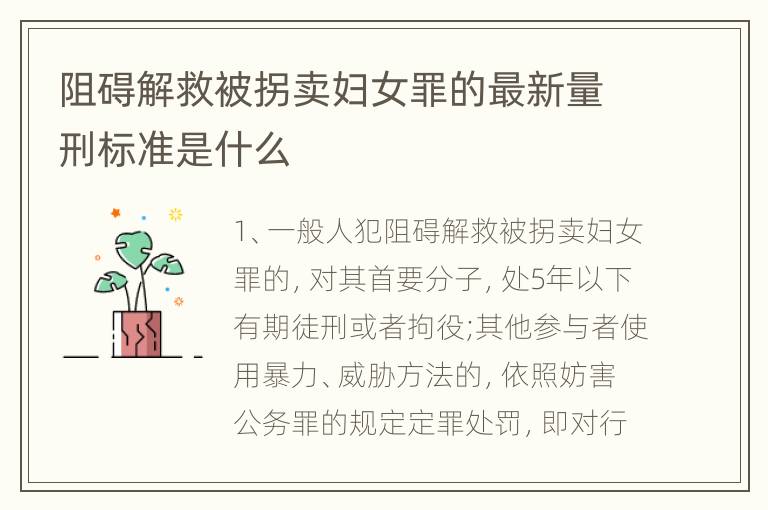 阻碍解救被拐卖妇女罪的最新量刑标准是什么