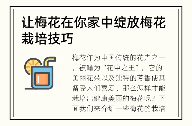 让梅花在你家中绽放 梅花栽培技巧