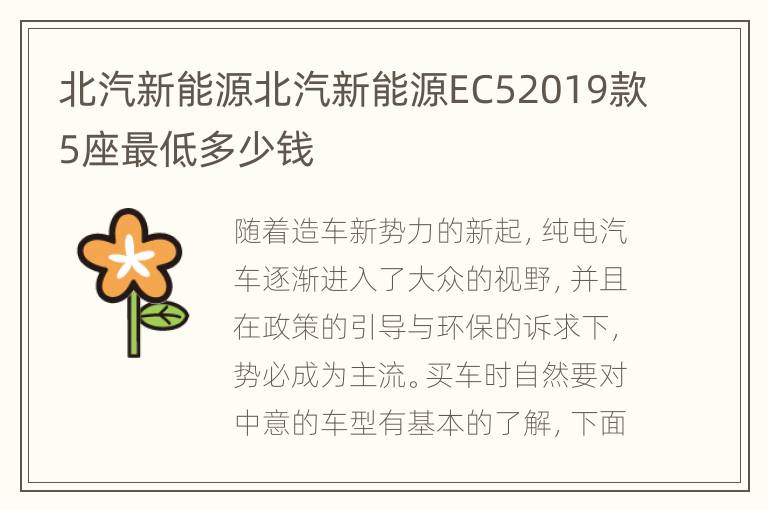 北汽新能源北汽新能源EC52019款5座最低多少钱
