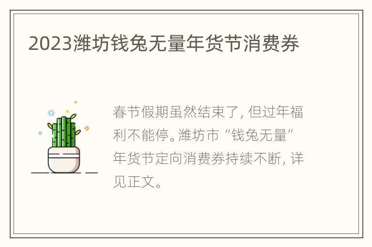 2023潍坊钱兔无量年货节消费券