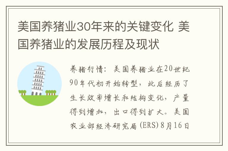美国养猪业30年来的关键变化 美国养猪业的发展历程及现状