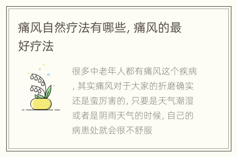 痛风自然疗法有哪些，痛风的最好疗法