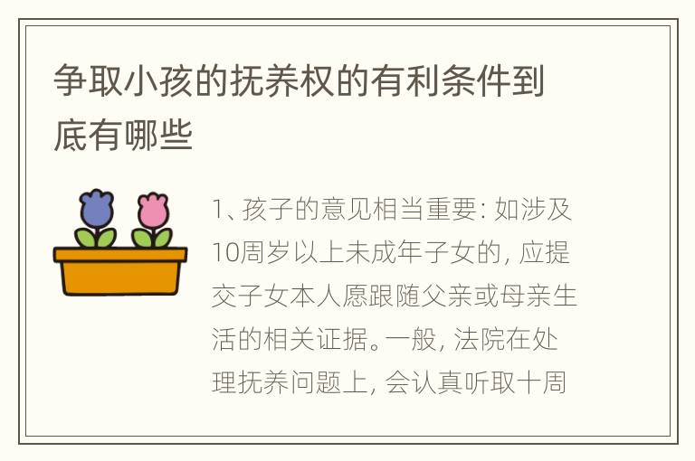 争取小孩的抚养权的有利条件到底有哪些