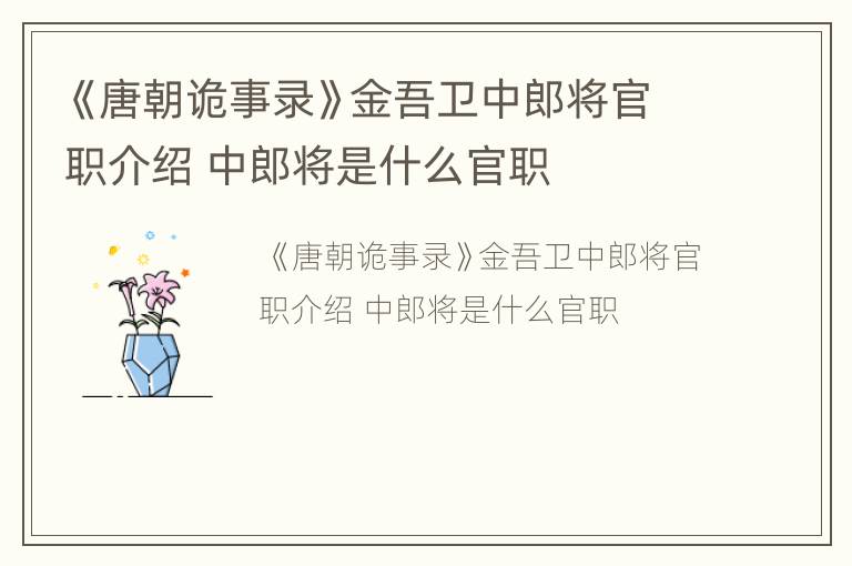 《唐朝诡事录》金吾卫中郎将官职介绍 中郎将是什么官职
