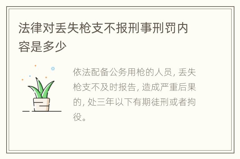 法律对丢失枪支不报刑事刑罚内容是多少