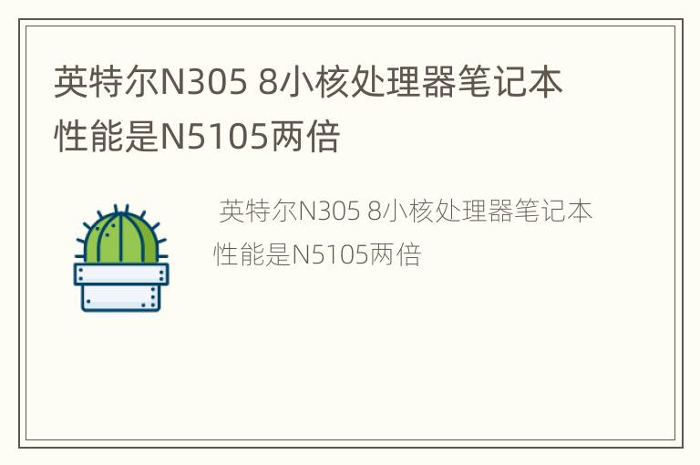 英特尔N305 8小核处理器笔记本性能是N5105两倍