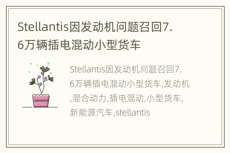 Stellantis因发动机问题召回7.6万辆插电混动小型货车