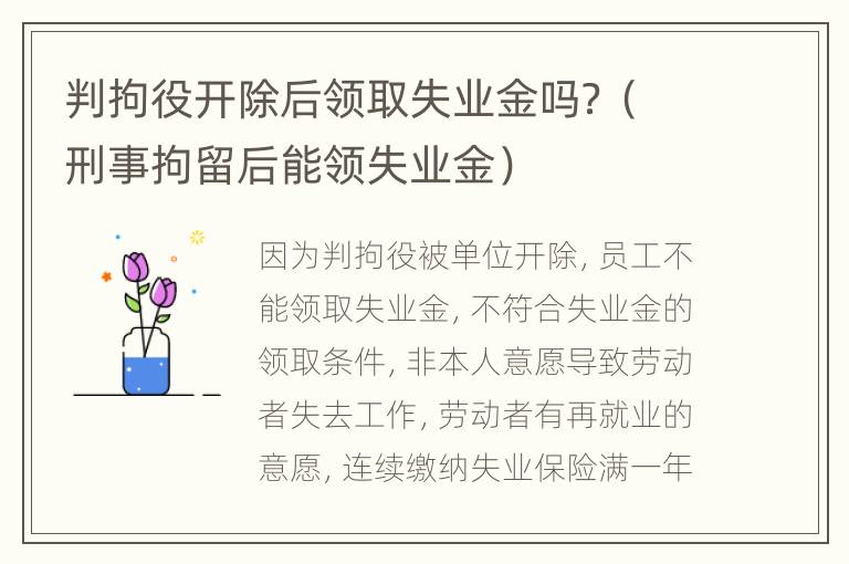 判拘役开除后领取失业金吗？（刑事拘留后能领失业金）