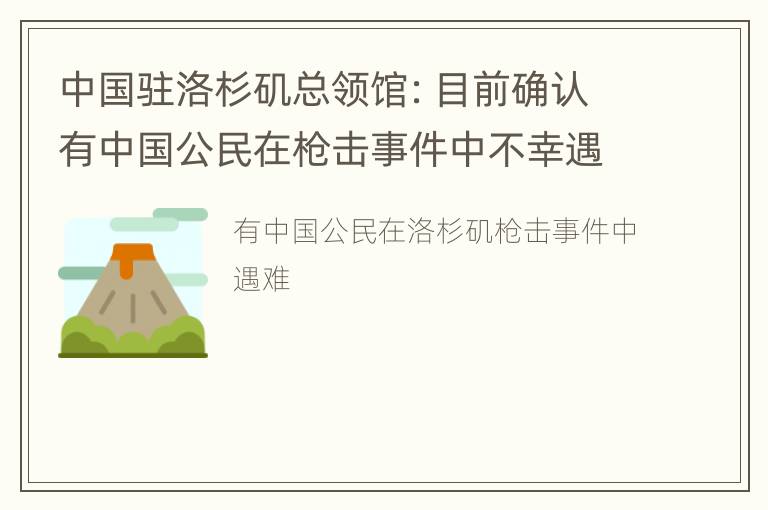 中国驻洛杉矶总领馆：目前确认有中国公民在枪击事件中不幸遇难