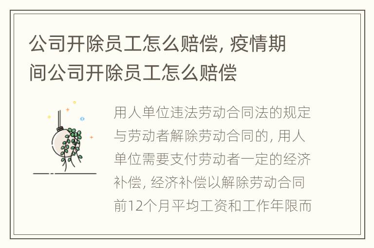 公司开除员工怎么赔偿，疫情期间公司开除员工怎么赔偿