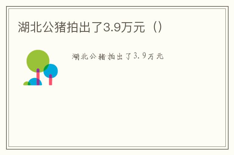 湖北公猪拍出了3.9万元（）
