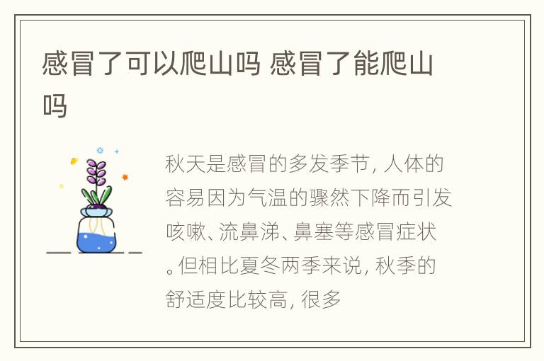 感冒了可以爬山吗 感冒了能爬山吗