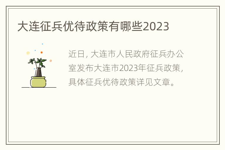 大连征兵优待政策有哪些2023