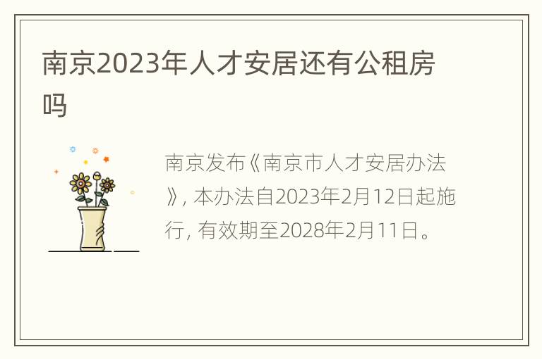 南京2023年人才安居还有公租房吗