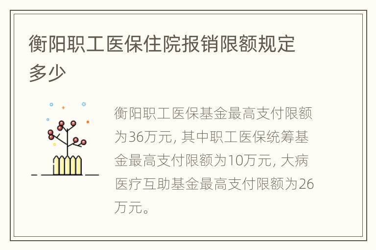 衡阳职工医保住院报销限额规定多少