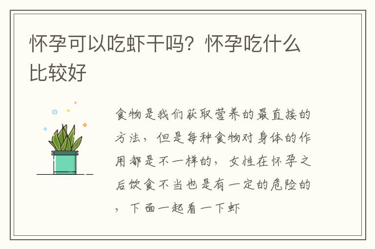 怀孕可以吃虾干吗？怀孕吃什么比较好